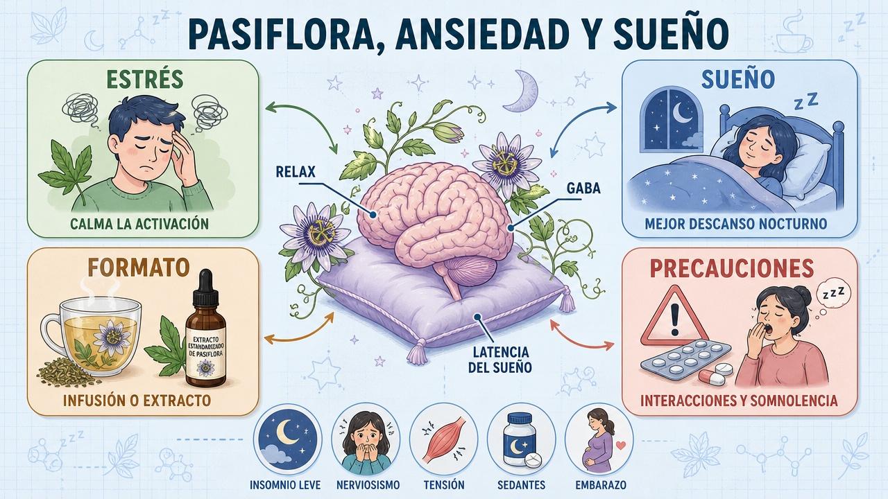 Estrés, sueño, formato y precauciones: claves para entender la pasiflora.