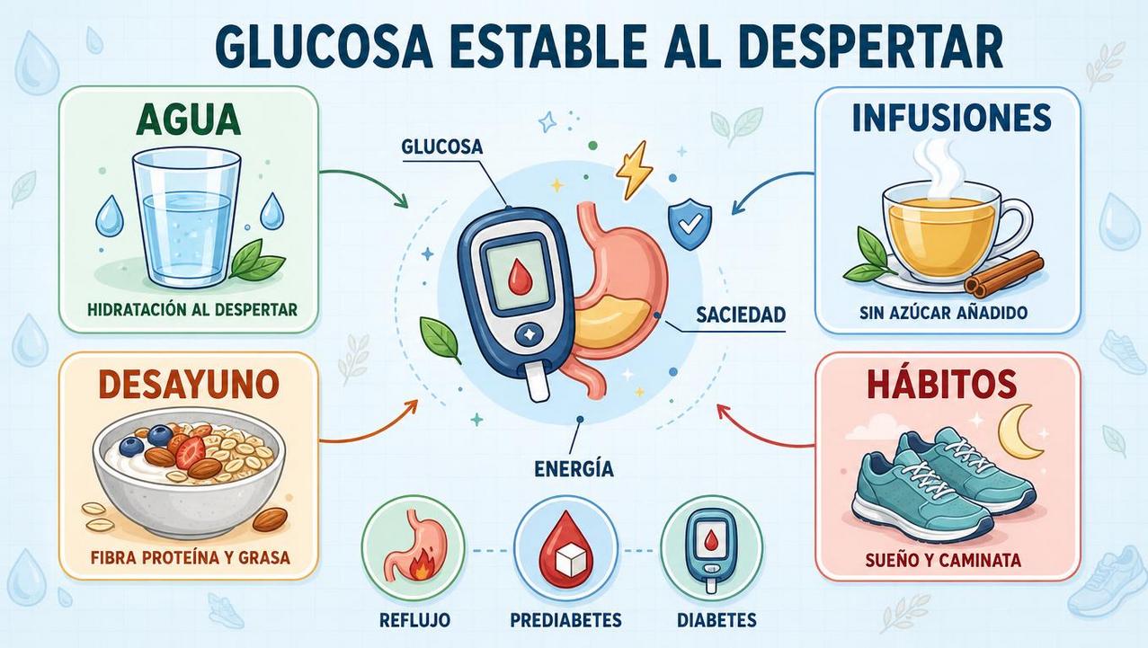 Hidratación, infusiones, desayuno equilibrado y hábitos sostienen una energía matinal constante.