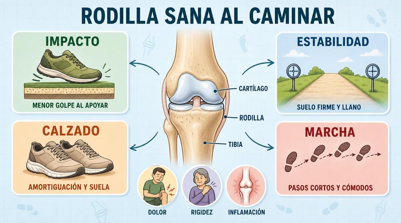 Impacto, estabilidad, calzado y marcha marcan la tolerancia al paseo.