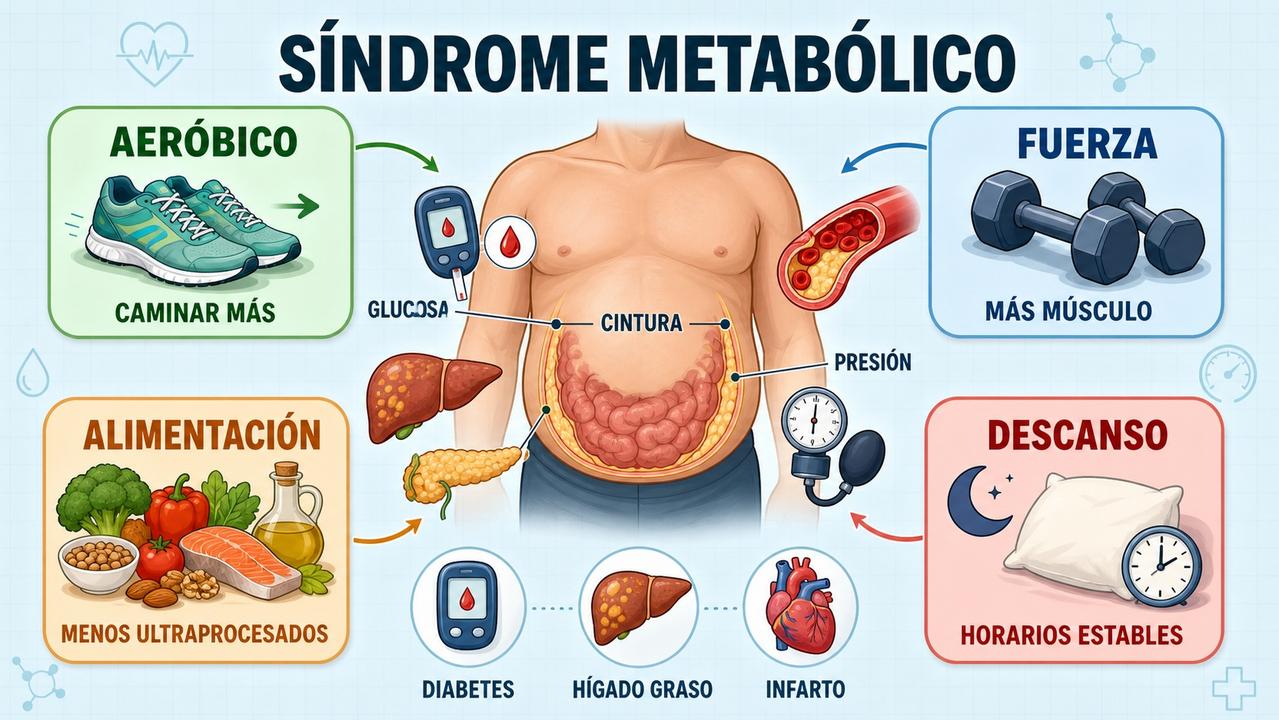 Ejercicio, fuerza, alimentación y descanso ayudan a revertir el riesgo metabólico.