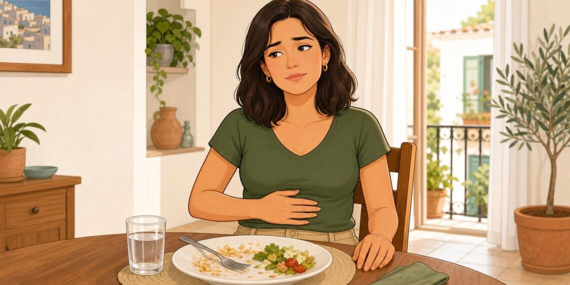 La hinchazón abdominal suele aparecer tras comidas copiosas o demasiado rápidas.
