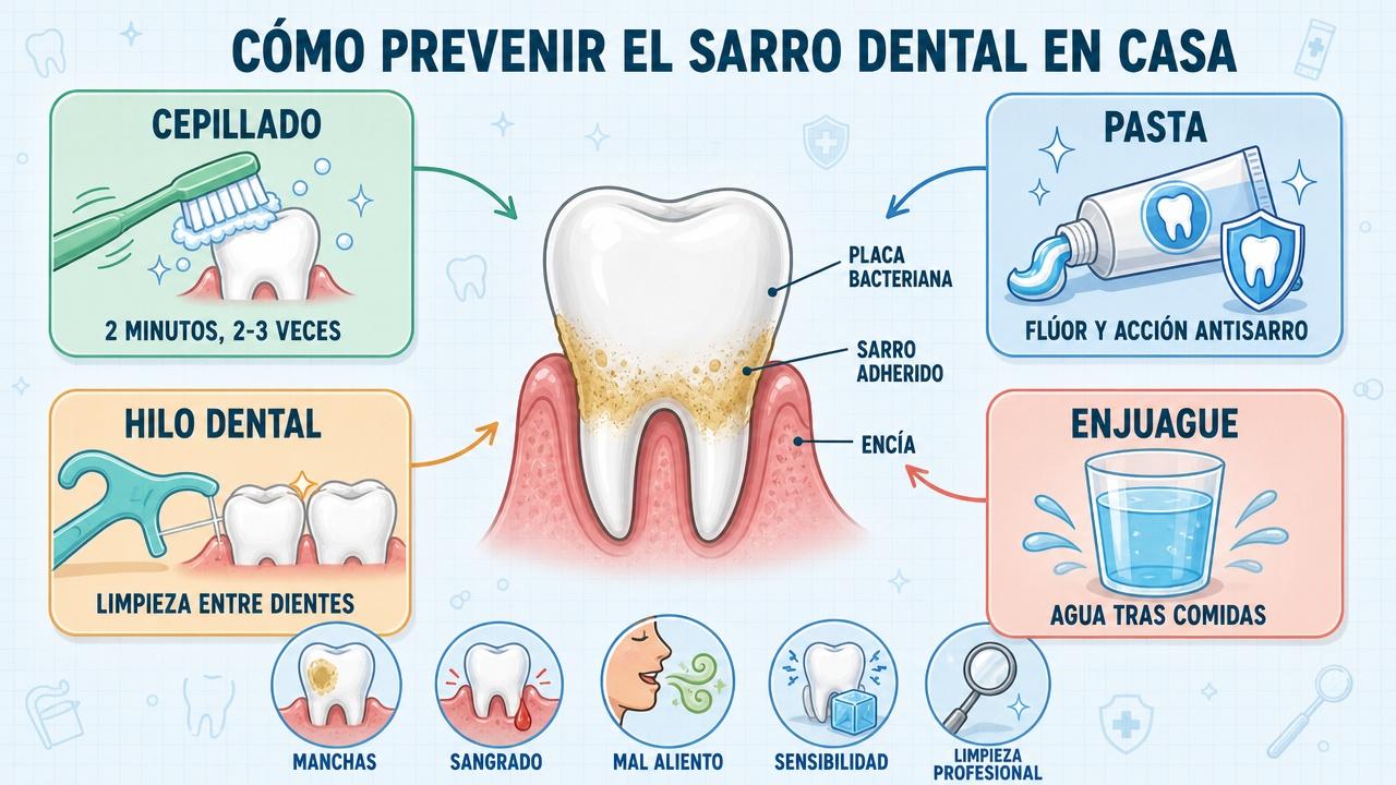 Cepillado, pasta, hilo dental y enjuague ayudan a frenar el sarro.