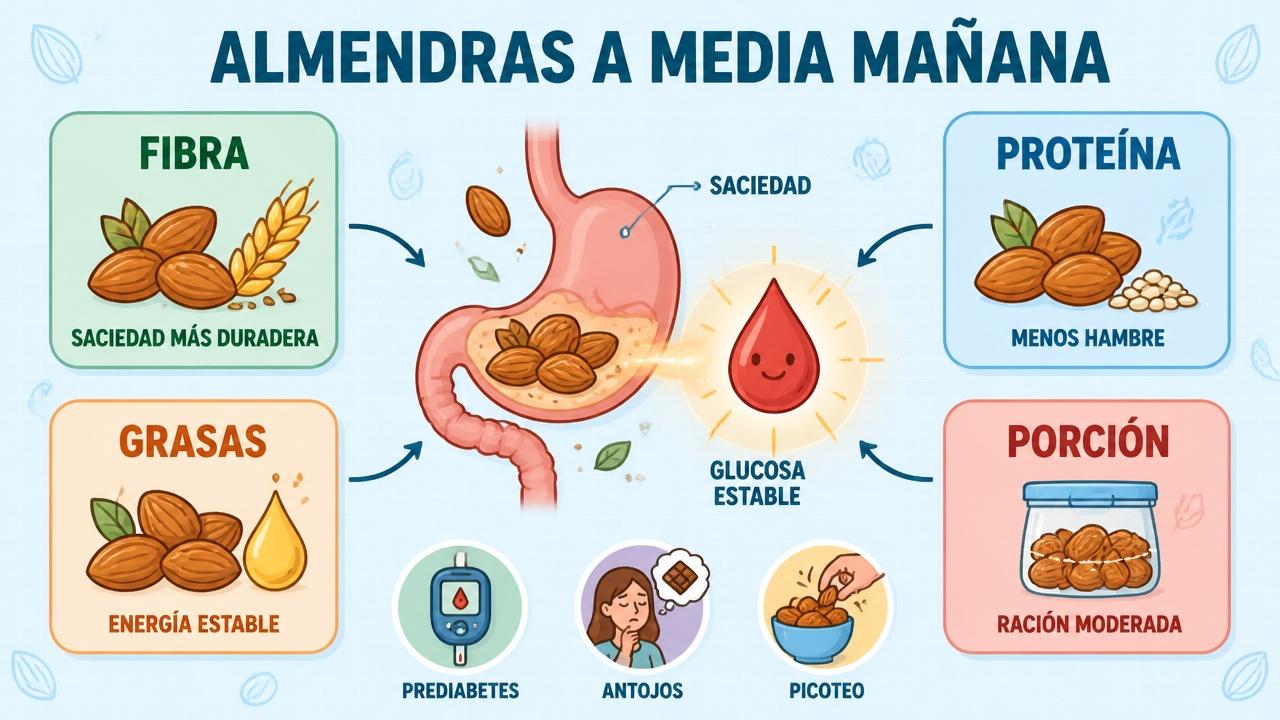 Fibra, proteína, grasas saludables y porción moderada sostienen saciedad y glucosa.