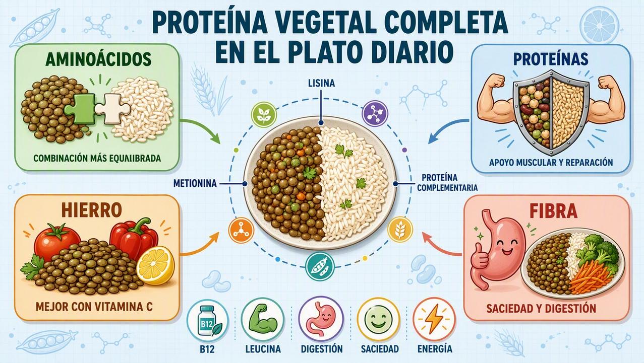 Aminoácidos, hierro, fibra y proteína explican el valor nutricional del plato.
