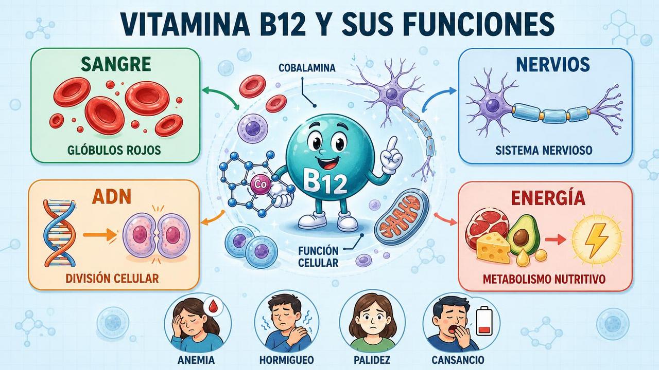 Glóbulos rojos, nervios, ADN y energía resumen los beneficios principales.