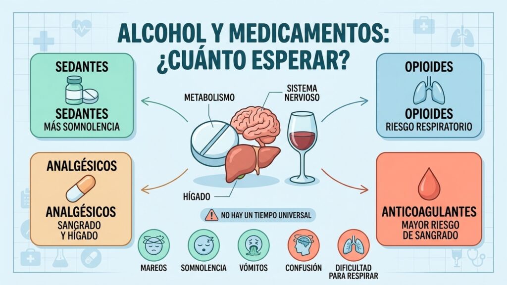 Esperar unas horas no siempre evita las interacciones entre alcohol y medicamentos.