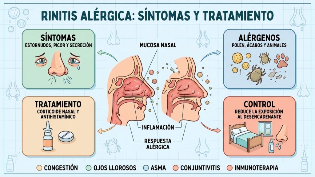 Alérgenos, tratamiento y control ambiental forman claves para manejar la rinitis alérgica.