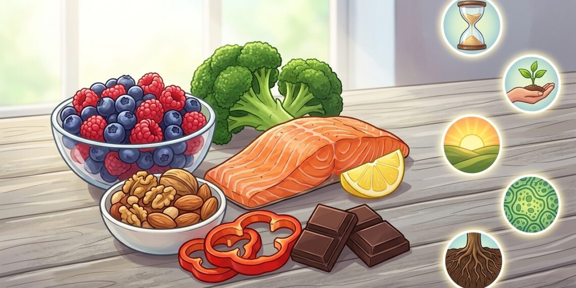 Seis alimentos destacan por sus polifenoles, carotenoides, flavonoides y vitaminas antioxidantes.
