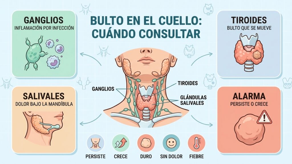 Ganglios, tiroides y glándulas salivares: claves para identificar el origen del bulto.