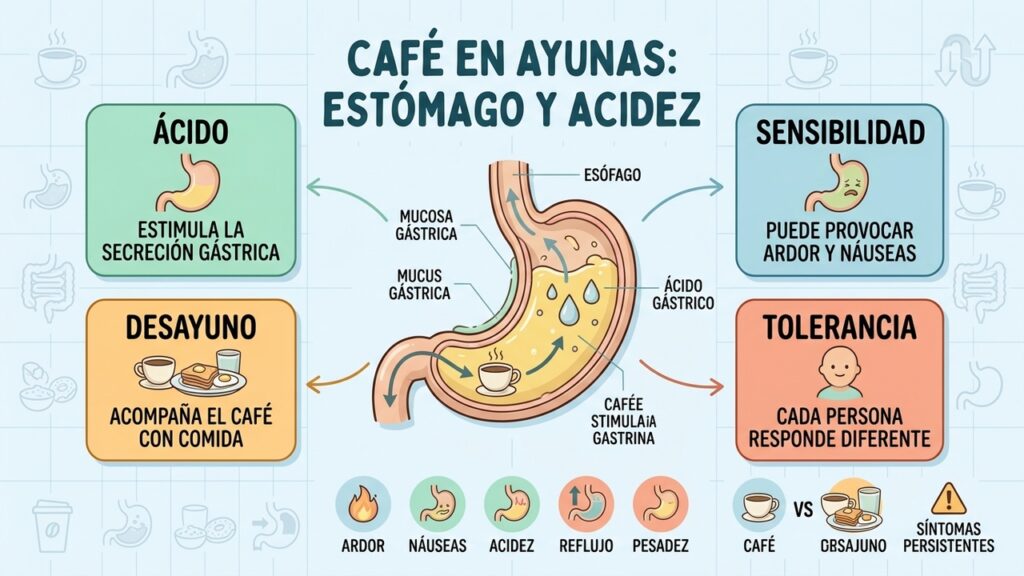 El café en ayunas no corroe el estómago, pero puede aumentar molestias digestivas.