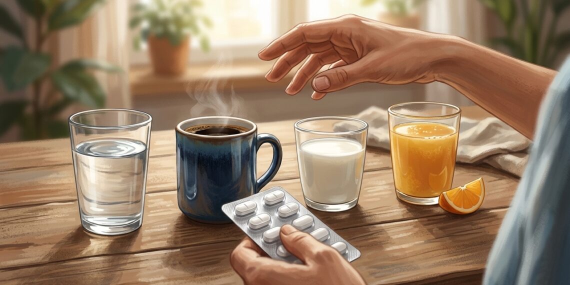 El agua suele ser la opción más segura para tomar medicamentos y evitar interacciones.
