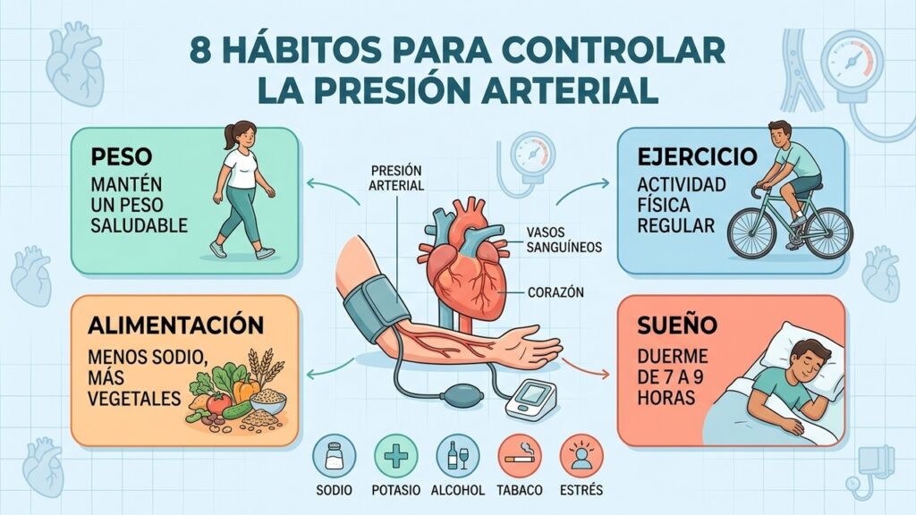 Caminar, comer mejor y dormir bien pueden ayudar a controlar la presión arterial.