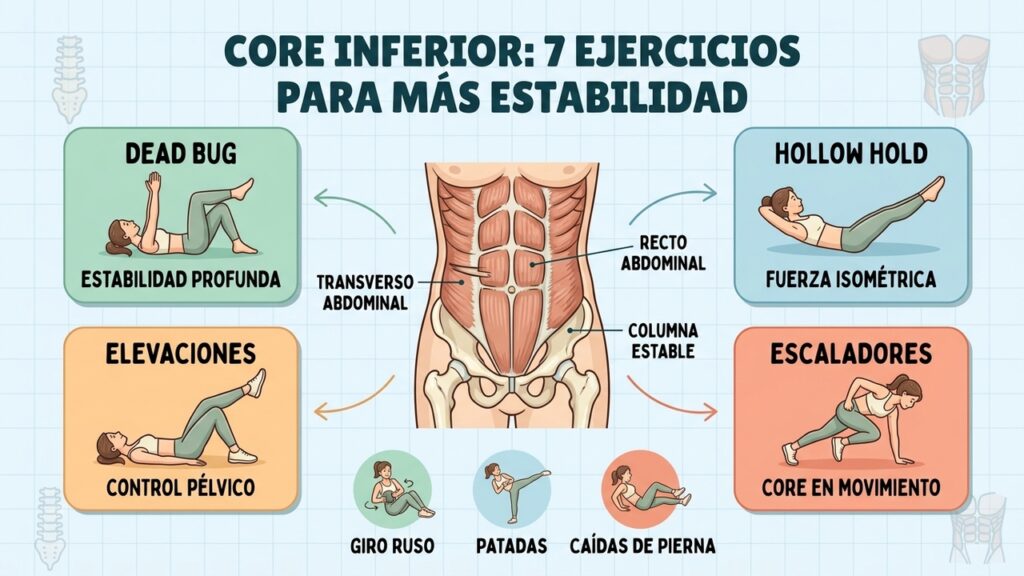 Siete ejercicios fortalecen el abdomen profundo y favorecen una columna más estable.