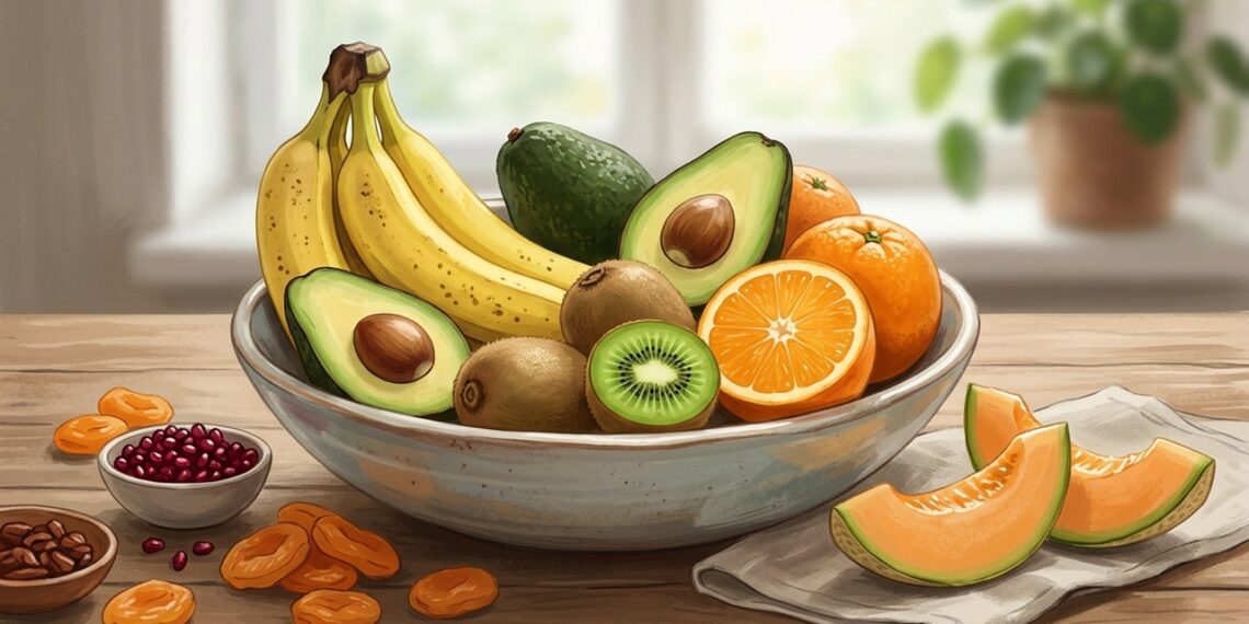Siete frutas ricas en potasio para complementar una dieta favorable a la presión arterial.