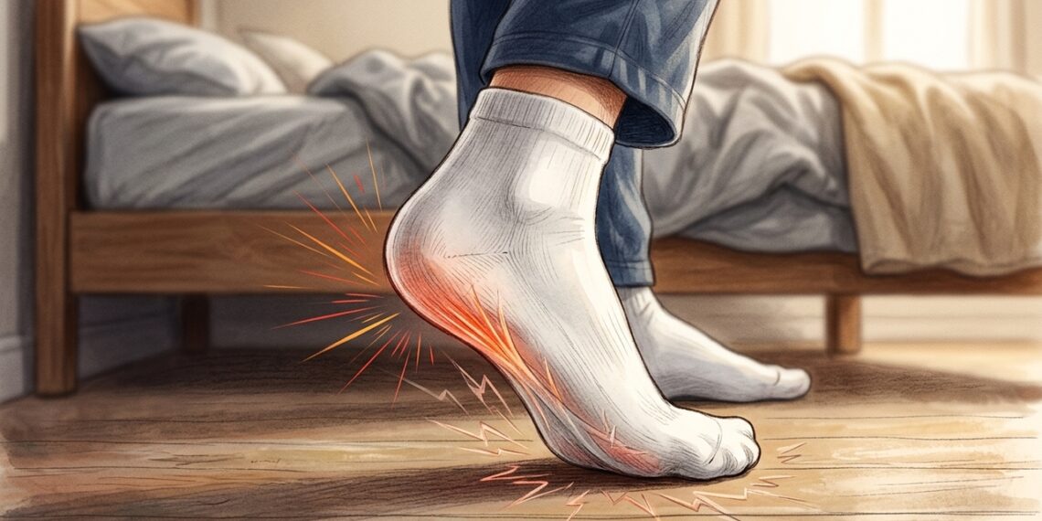 El dolor de los primeros pasos puede relacionarse con la sobrecarga de la fascia plantar.