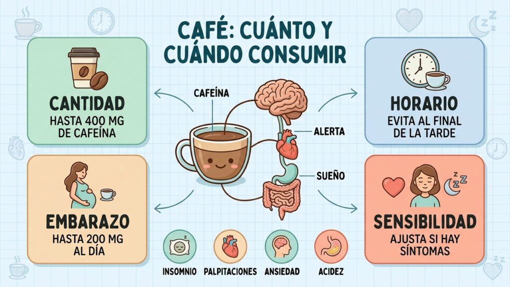 El café puede formar parte de una dieta equilibrada si se controla cantidad y horario.