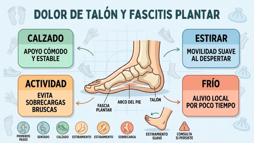 El dolor de los primeros pasos puede relacionarse con la sobrecarga de la fascia plantar.