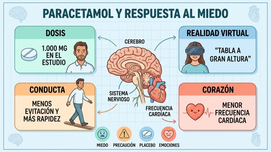 Un estudio exploró cómo el paracetamol puede modificar respuestas conductuales y fisiológicas ante el miedo