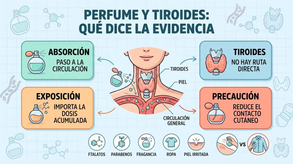 Aplicar perfume en el cuello no dirige sus componentes directamente hacia la tiroides.