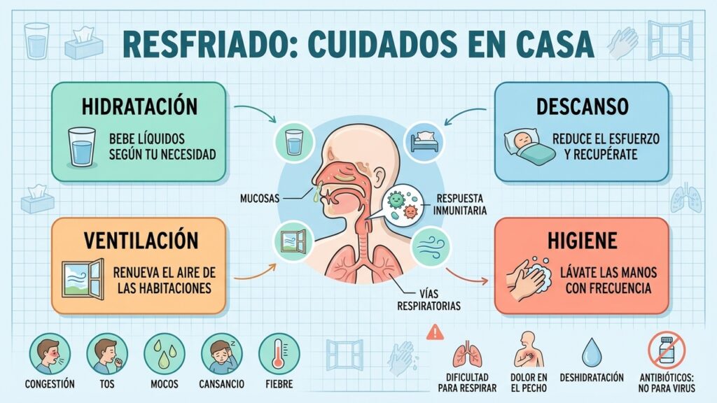 Cuatro cuidados básicos ayudan a manejar síntomas leves mientras el organismo se recupera.