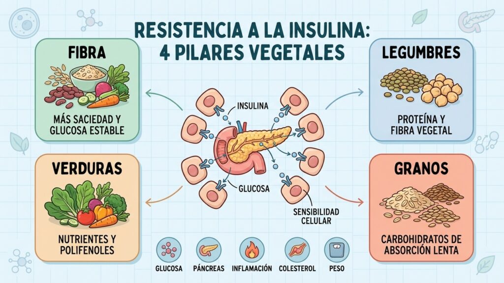 Fibra, legumbres, verduras y granos integrales forman cuatro pilares para mejorar la sensibilidad.
