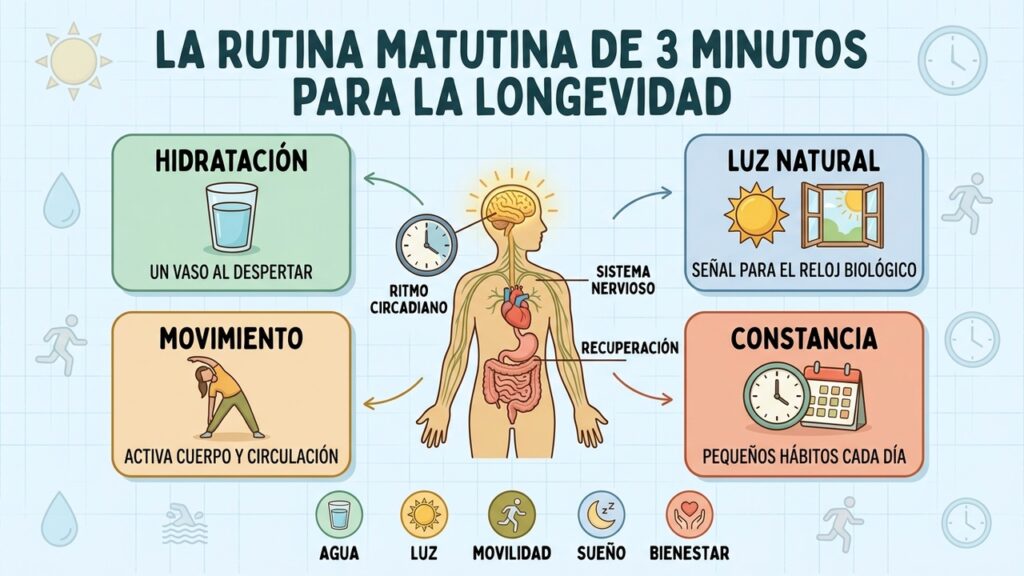 Hidratación, luz, movimiento y constancia ayudan a sincronizar el organismo cada mañana.