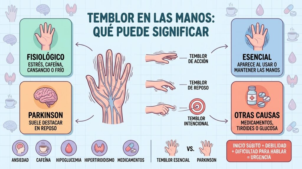 El momento en que aparece el temblor ayuda a orientar su posible causa.