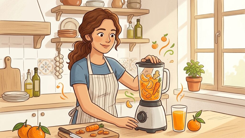 Mandarina, zanahoria y jengibre combinan nutrientes y compuestos bioactivos en un solo vaso.