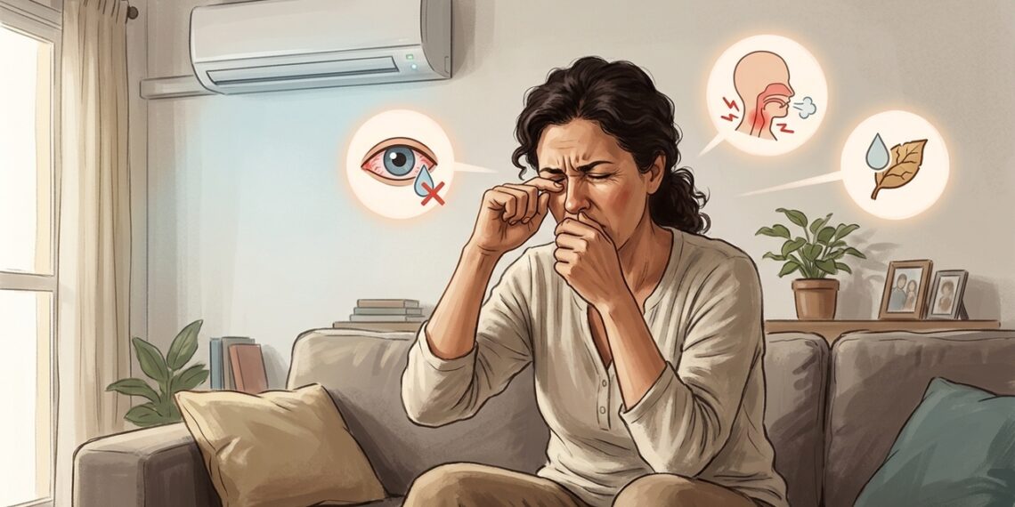 El aire acondicionado seco puede irritar ojos y vías respiratorias durante horas.