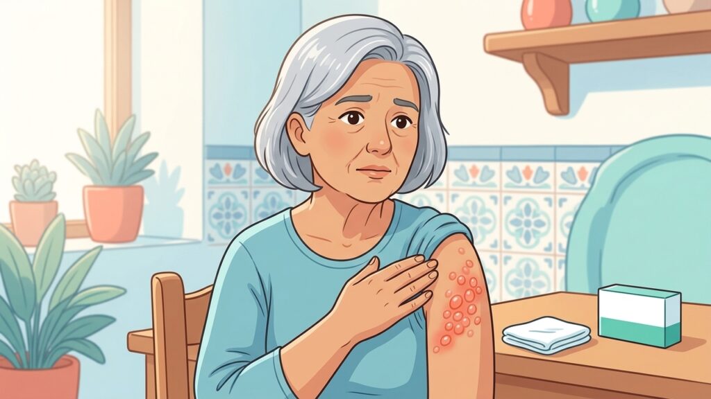 El herpes zóster suele causar dolor y ampollas agrupadas en un solo lado del cuerpo.