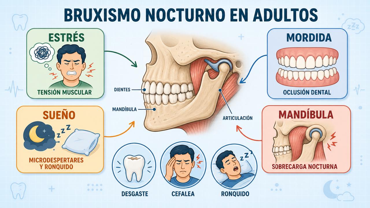 Estrés, mordida, sueño y mandíbula explican el bruxismo más allá de la ansiedad.