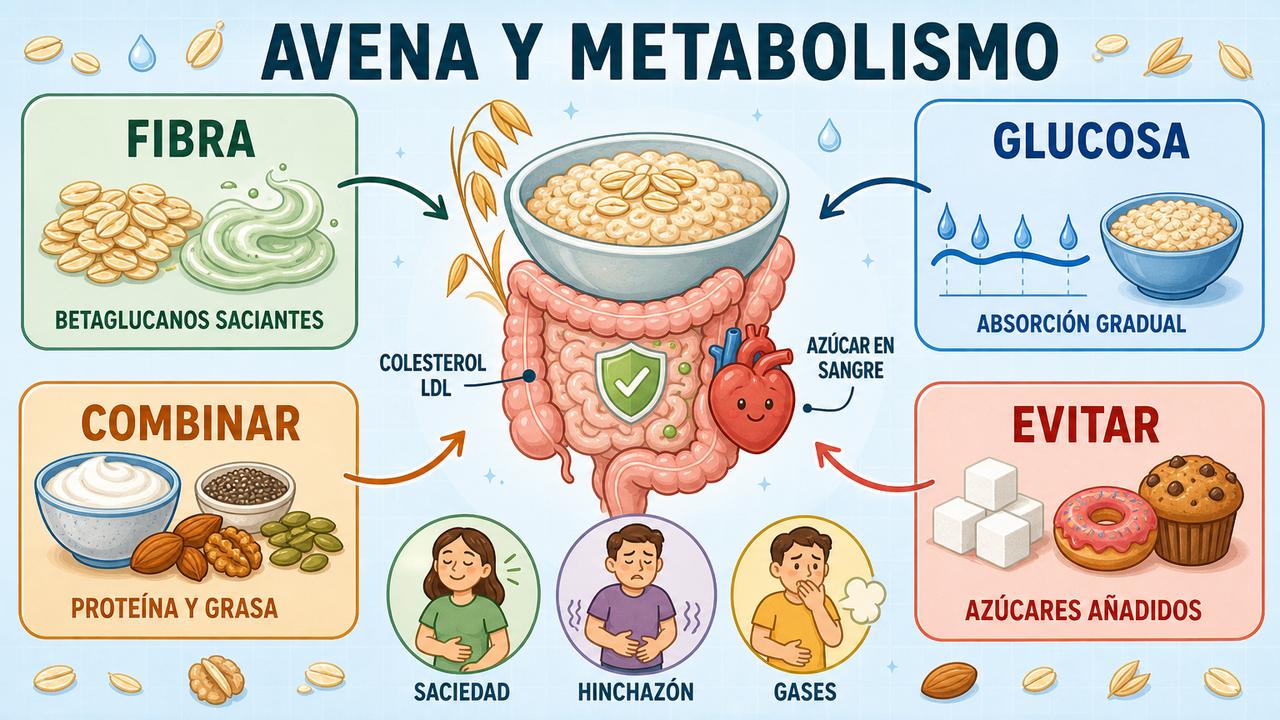 Fibra, combinación adecuada y menos azúcar potencian los beneficios metabólicos de la avena.