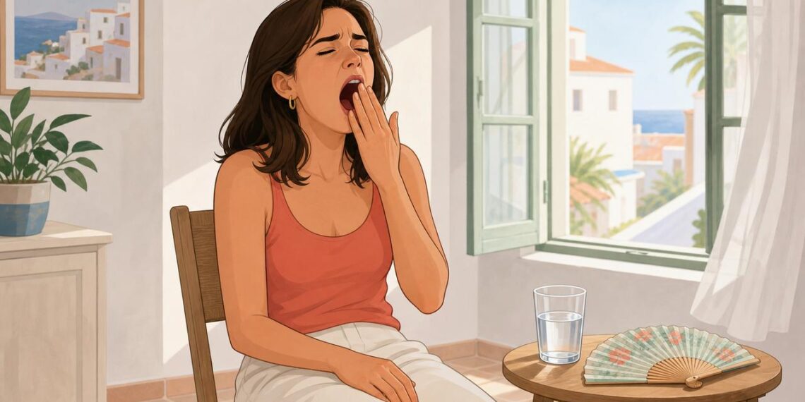 Los bostezos repetidos pueden relacionarse con cansancio, calor, tensión baja o respiración superficial.