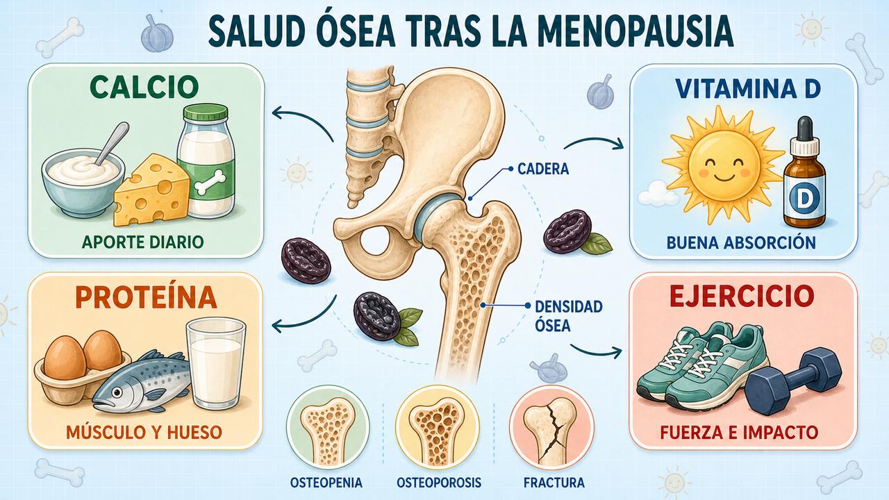 Calcio, vitamina D, proteína y ejercicio sostienen unos huesos más resistentes.