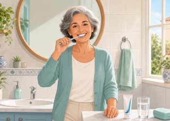 El cepillado correcto diario ayuda a conservar dientes y encías después de los 60.