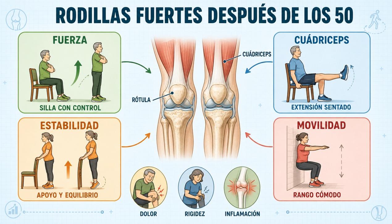 Fuerza, cuádriceps, estabilidad y movilidad para cuidar las rodillas después de los 50.