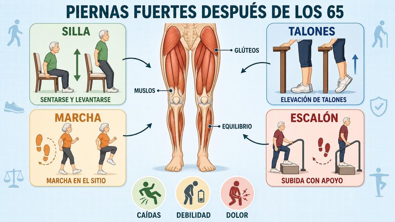 Test de la silla y cuatro ejercicios para mantener potencia y estabilidad.