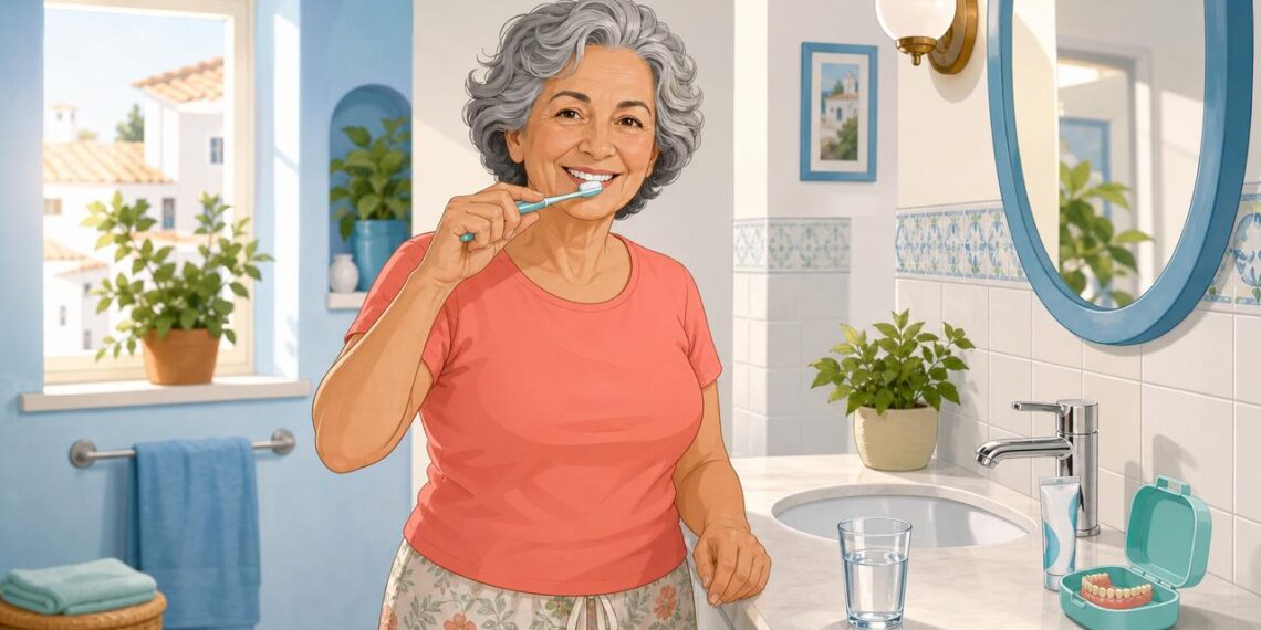 El cepillado suave protege dientes y encías sanos después de los 60.