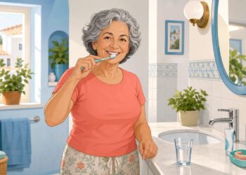 El cepillado suave protege dientes y encías sanos después de los 60.