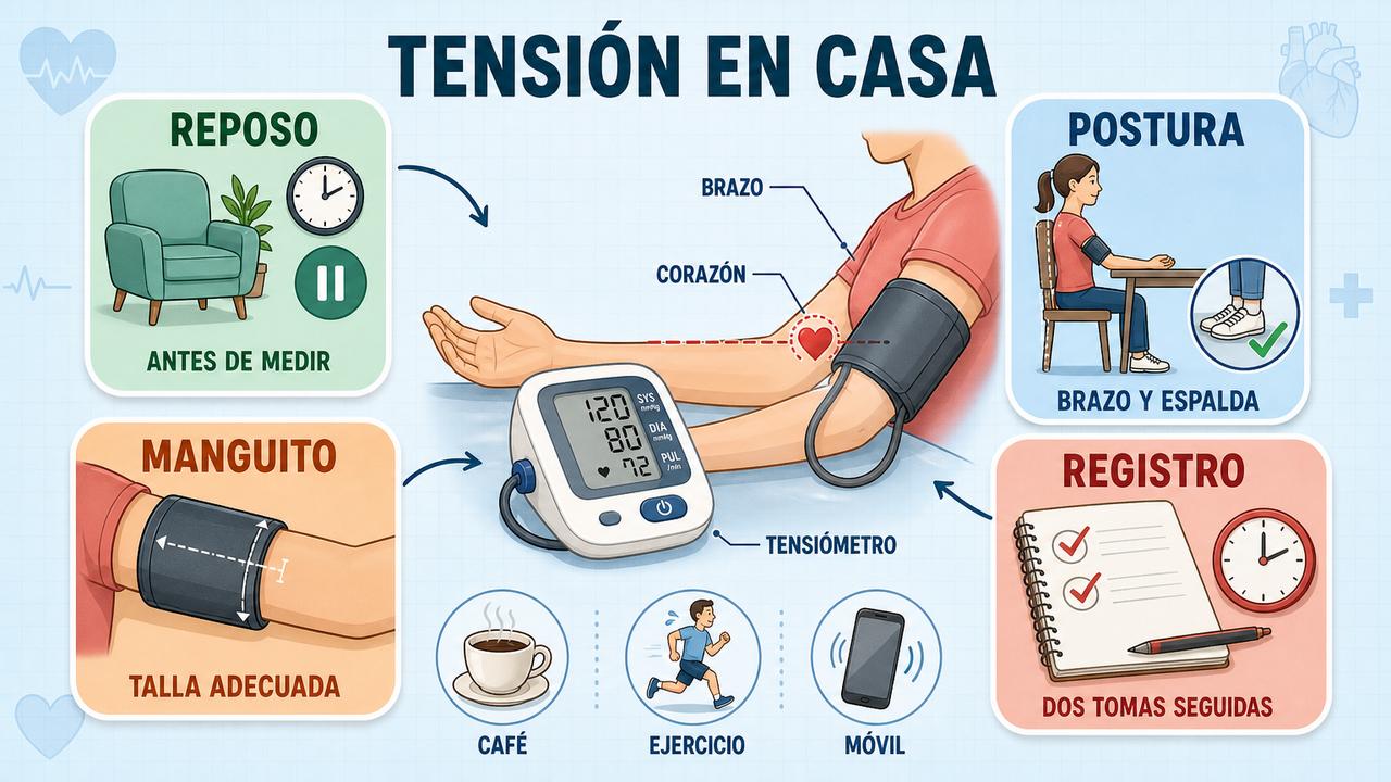 Reposo, postura, manguito y registro son claves para una medición correcta.
