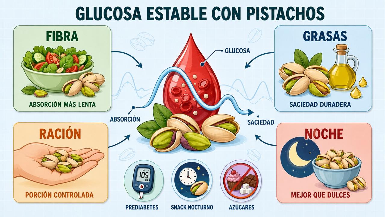 Fibra, grasas, ración y momento nocturno explican su utilidad metabólica.