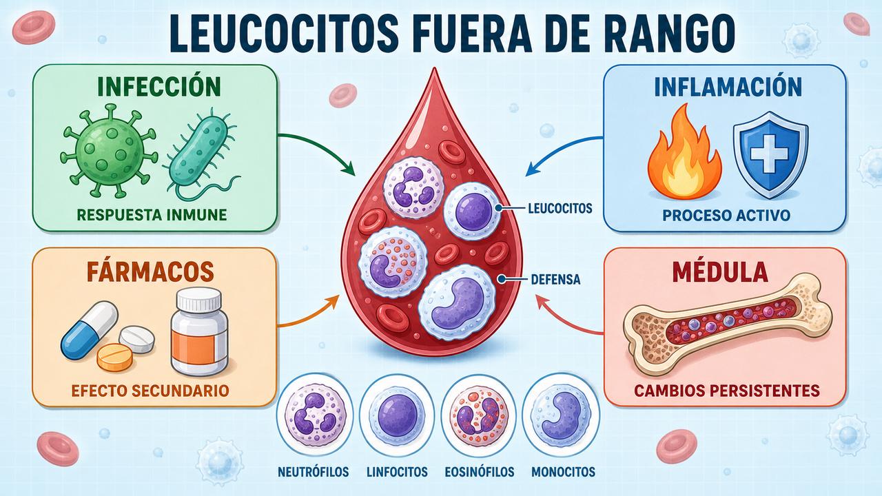 Infección, inflamación, fármacos y médula orientan la interpretación del hemograma.