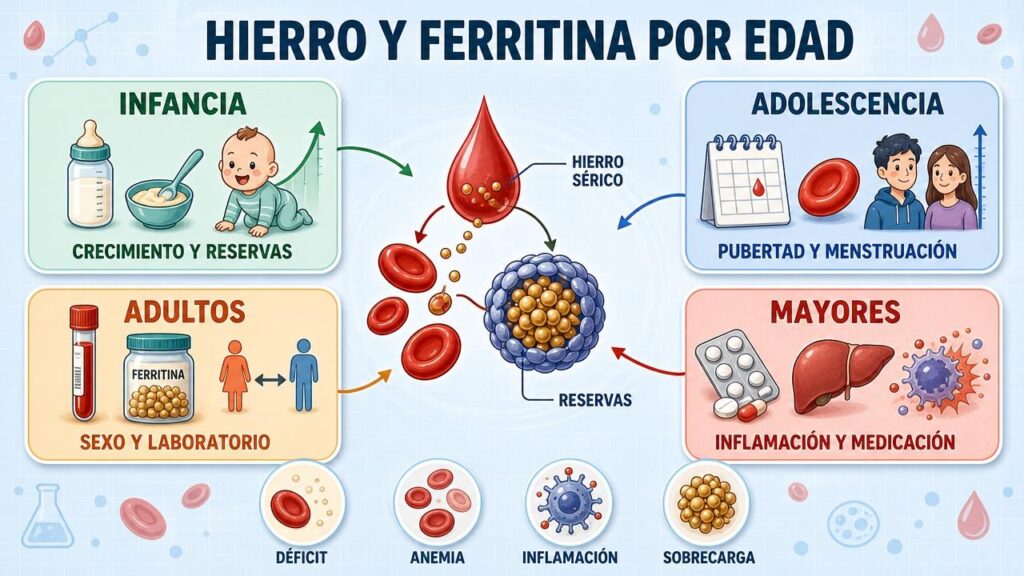 Cuál es el nivel normal de hierro y de ferritina en sangre para cada ...