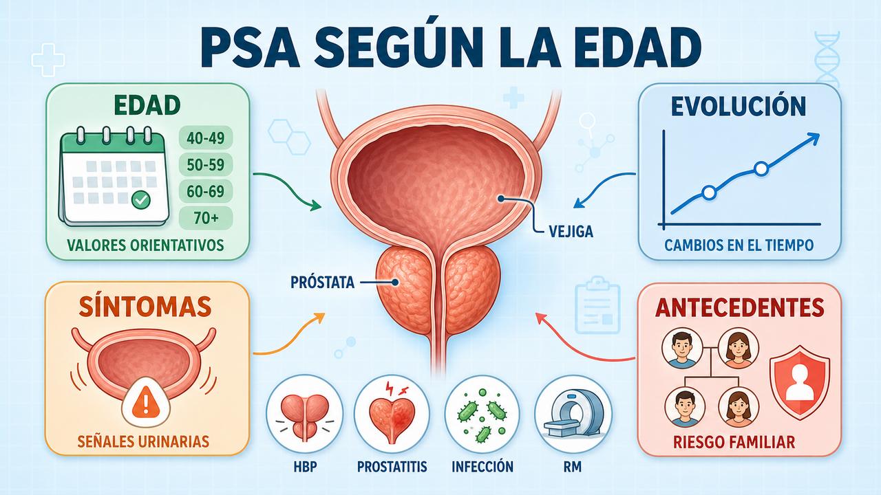 Edad, evolución, síntomas y antecedentes orientan el estudio del PSA.