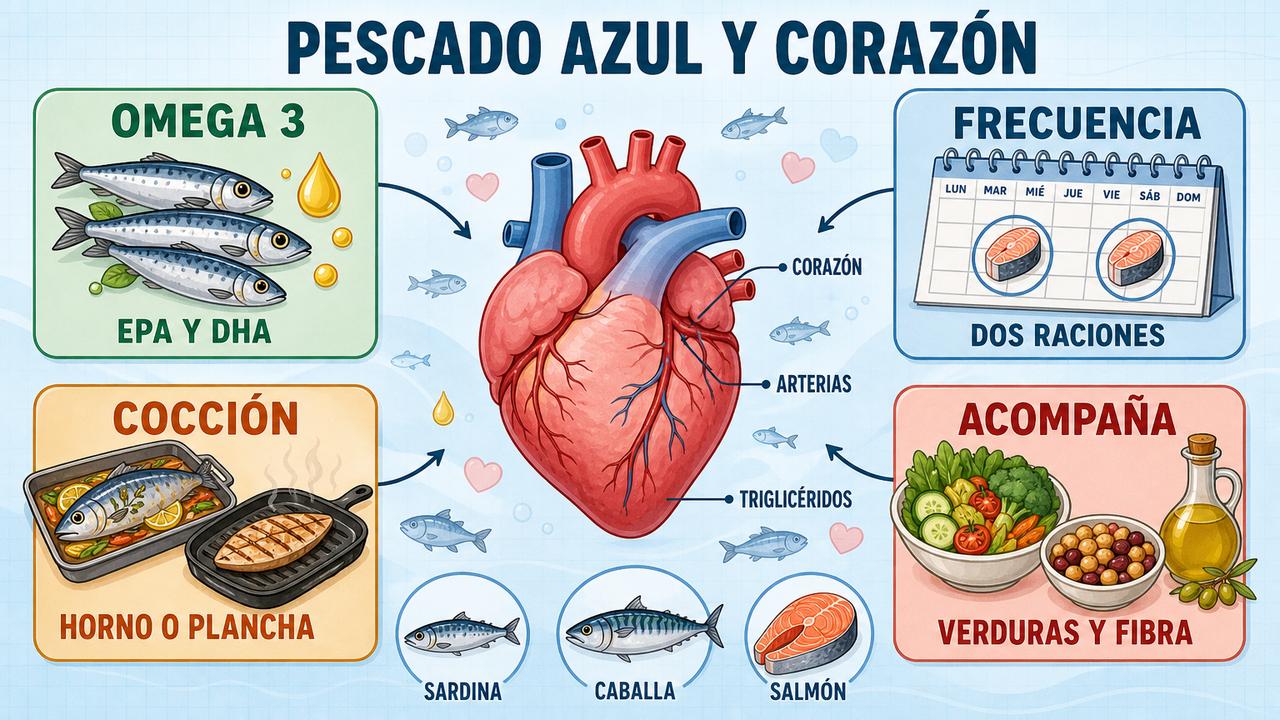 Omega 3, frecuencia, cocción y acompañamientos para proteger mejor el corazón.