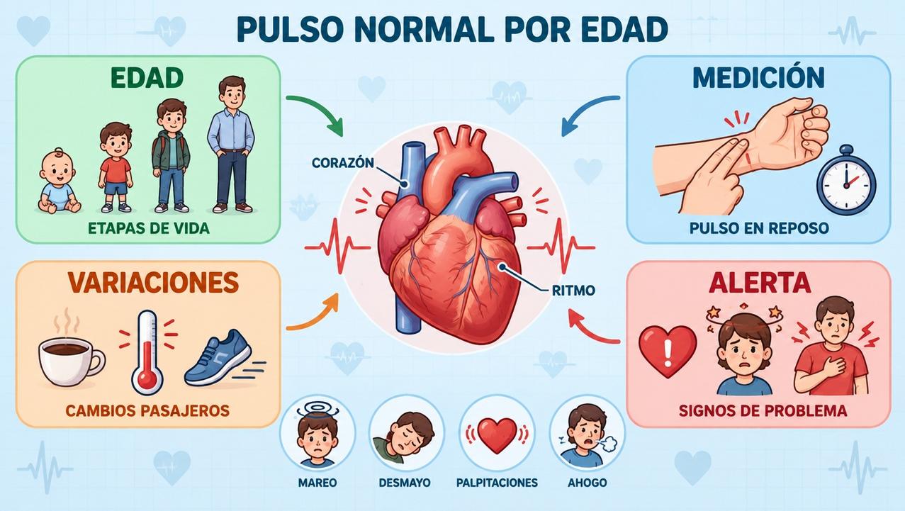 Edad, medición, variaciones y señales de alerta resumen cómo interpretar el pulso.