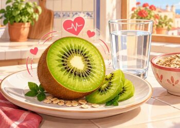 El kiwi destaca por su potasio y su encaje en desayunos cardiosaludables.