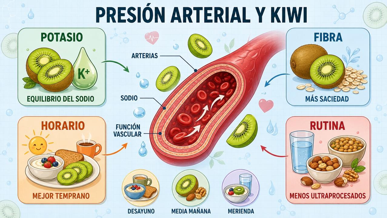 Potasio, fibra, horario y rutina alimentaria apoyan mejor la presión arterial.