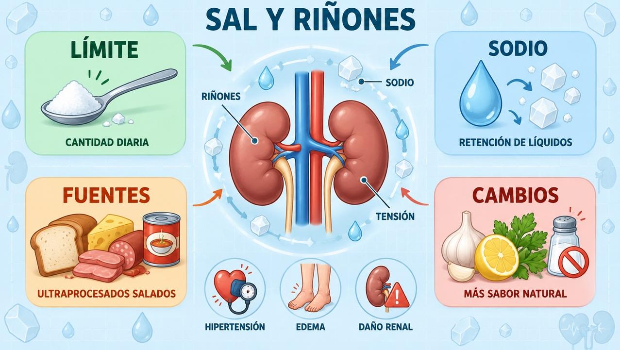 Límite, sodio, fuentes ocultas y cambios clave para reducir sal.