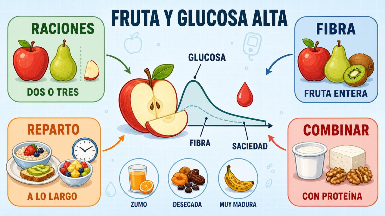 Raciones, fibra, reparto y combinación ayudan a estabilizar la glucosa.